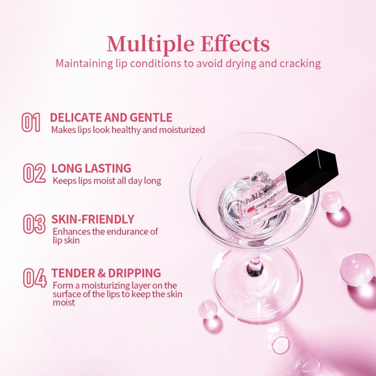 Siyinzu 2PCS Pink Lip Serum Plumper,Pink Tinted Lip Balm,Pin-k Lip Serum,Instant Lip Plumping Gloss,Pin-k Lip Plumper to Reduce Fine Lines,Clear Lip Gloss,Color Changing L-ip Gl-oss,Nourishing Repair Li-p Oil