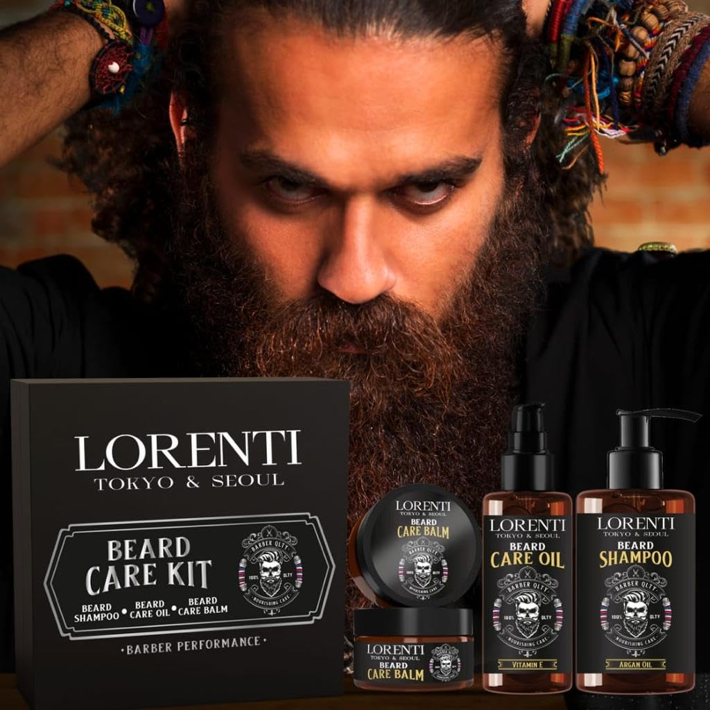 Lorenti Men Beard Care Kit | Shampoo 200ml & Beard Oil 100ml & Balm | Set Of 3
