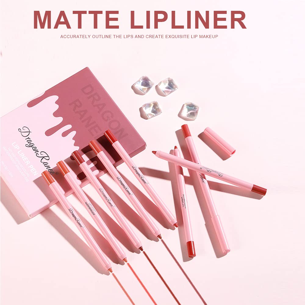 Dulele 12 Colors Matte Lip Liner Set, Professional Makeup Slim Lipstick Pen, Moisturising & Smooth Lip Pencils, High Pigmented Longwear Rich Creamy Lip Colors