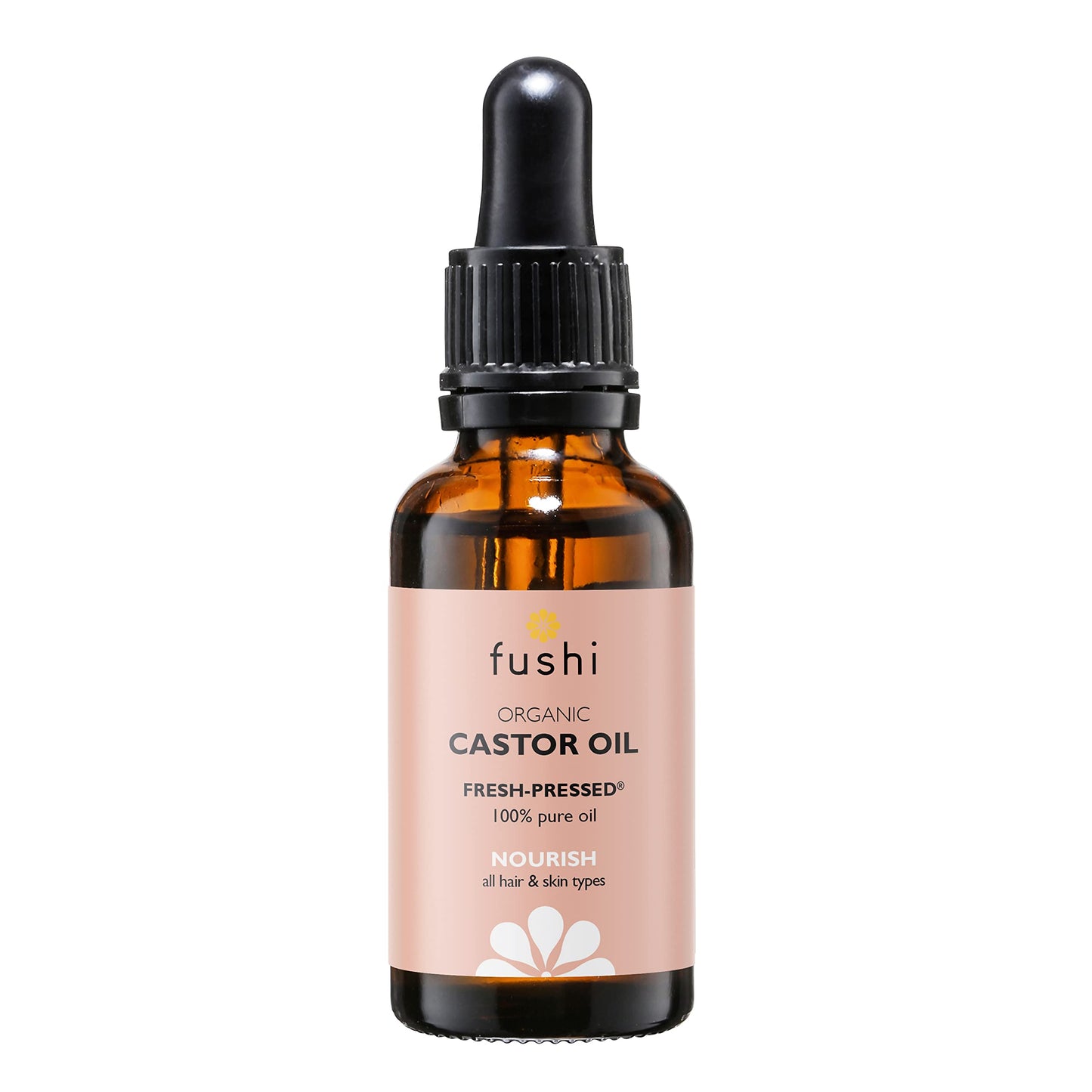 Fushi Organic Castor Oil - 30ml 100% Pure Cold & Fresh-Pressed For Dry Skin & Hair Growth, Eyelashes & Eyebrows Hexane Free Food-grade for inner health Sustainably Sourced
