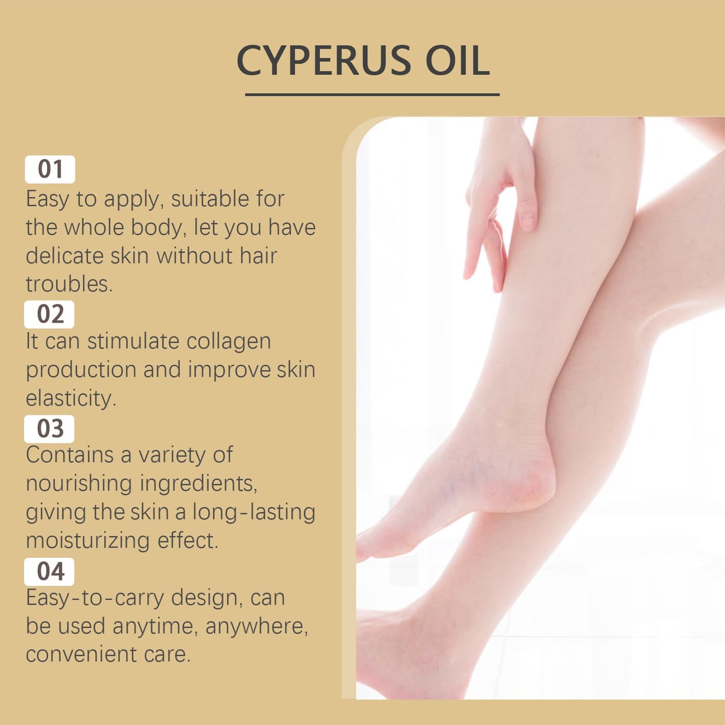 SHEBEEDO Cyperus Rotundus Oil, Cyperus Rotundus Oil for Hair Removal, 100% Pure Cyperus Oil Hair Inhibitor, Decrease Hair Growth-With Dropper, Natural Body Hair Reduction, Moisturizing and Nourishing