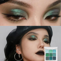 QUIWEN Green Eyeshadow Palette, Glitter Eye shadow Makeup, Shimmer & Matte Waterproof Eye Shadow Palette, Green Forest EyeShadow Make Up With 3 Eyeshadow Brushes