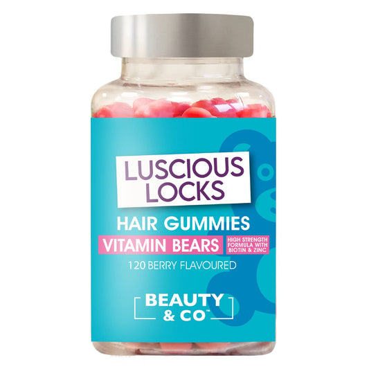 Beauty & Co Hair Gummies with Biotin & Zinc 120 Berry Flavour Beauty&Co. Luscious Locks Gummies - 4 Months Supply (120)