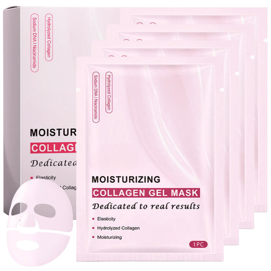 Trendyfave Collagen Face Mask, Pink Collagen Jelly Gel Mask, Korean Face Mask, Collagen Mask - Collagen Overnight Face Mask, Pore Minimizing, Moisturize, Firm & Enhance Skin Vitality, Face Masks Beauty 4Pcs