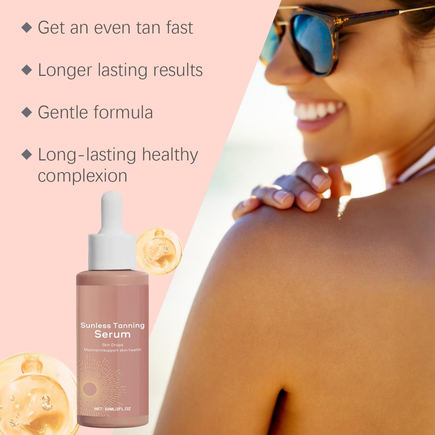 Zeria Sunless Tanning Drops, Zeria Melanin Drops,Herbal Tanning Moisturiser,Body Lotion for Self Tan,Gradual Tan Drop To Naturally Boost Melanin,Enhancing Your Natural Skin Tone,2Pcs