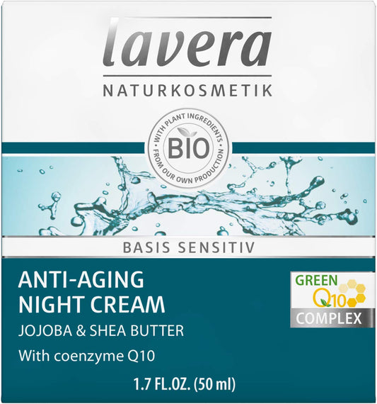 lavera Anti-Wrinkle Night Cream Q10 Moisture & Care Anti-Ageing Night Cream Nourishes & Tightens the Skin Vegan Organic Natural Cosmetics Cosmetics Face Cream Pack of 1 x 50 ml