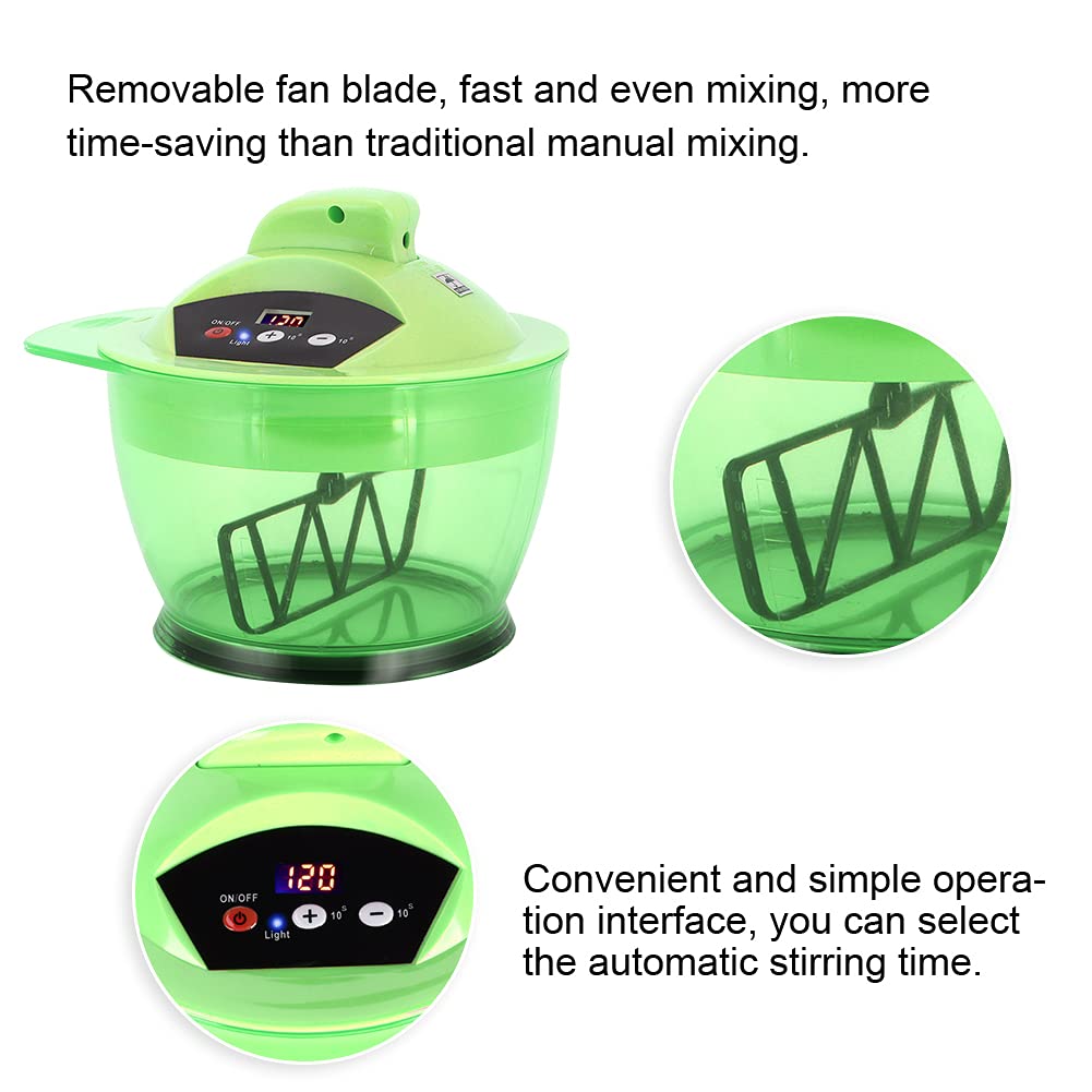 Generic 3 Colors Electric Mixer, Electric Hair Coloring Bowl,Mixer,with Removable Fan Blade Fast and Even Mixing Time Saving Convenient Operation Perfect Saturation Stable Perf (Green)