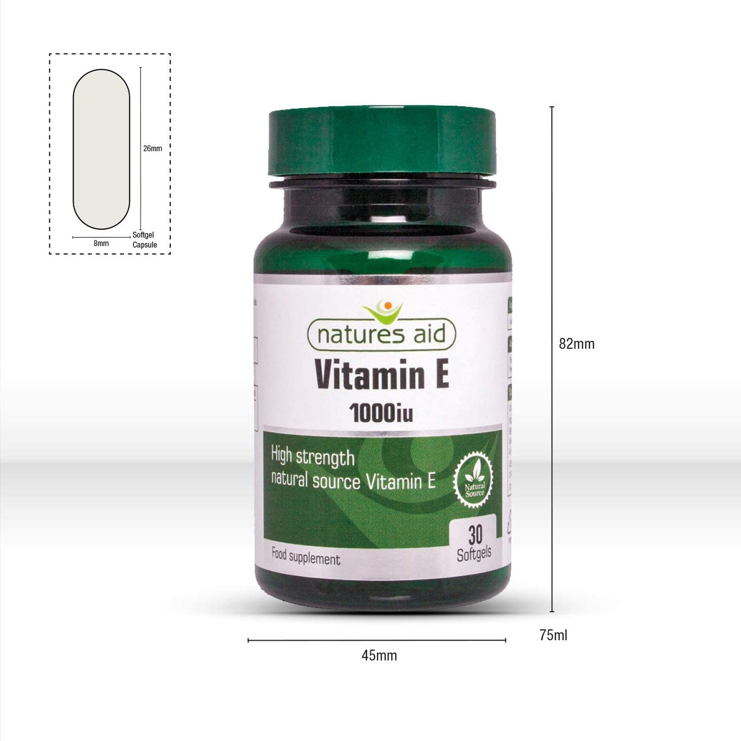 natures aid Natures Aid Vitamin E 1000iu, Natural Source, High Strength, 30 Softgel Capsules