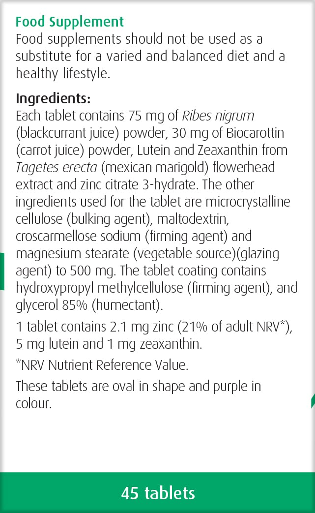 A.Vogel Vision Complex | Eye Health Supplement | Rich in Lutein, Beta-Carotene & Zeaxanthin | Contains zinc | 45 Tablets