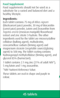 A.Vogel Vision Complex | Eye Health Supplement | Rich in Lutein, Beta-Carotene & Zeaxanthin | Contains zinc | 45 Tablets