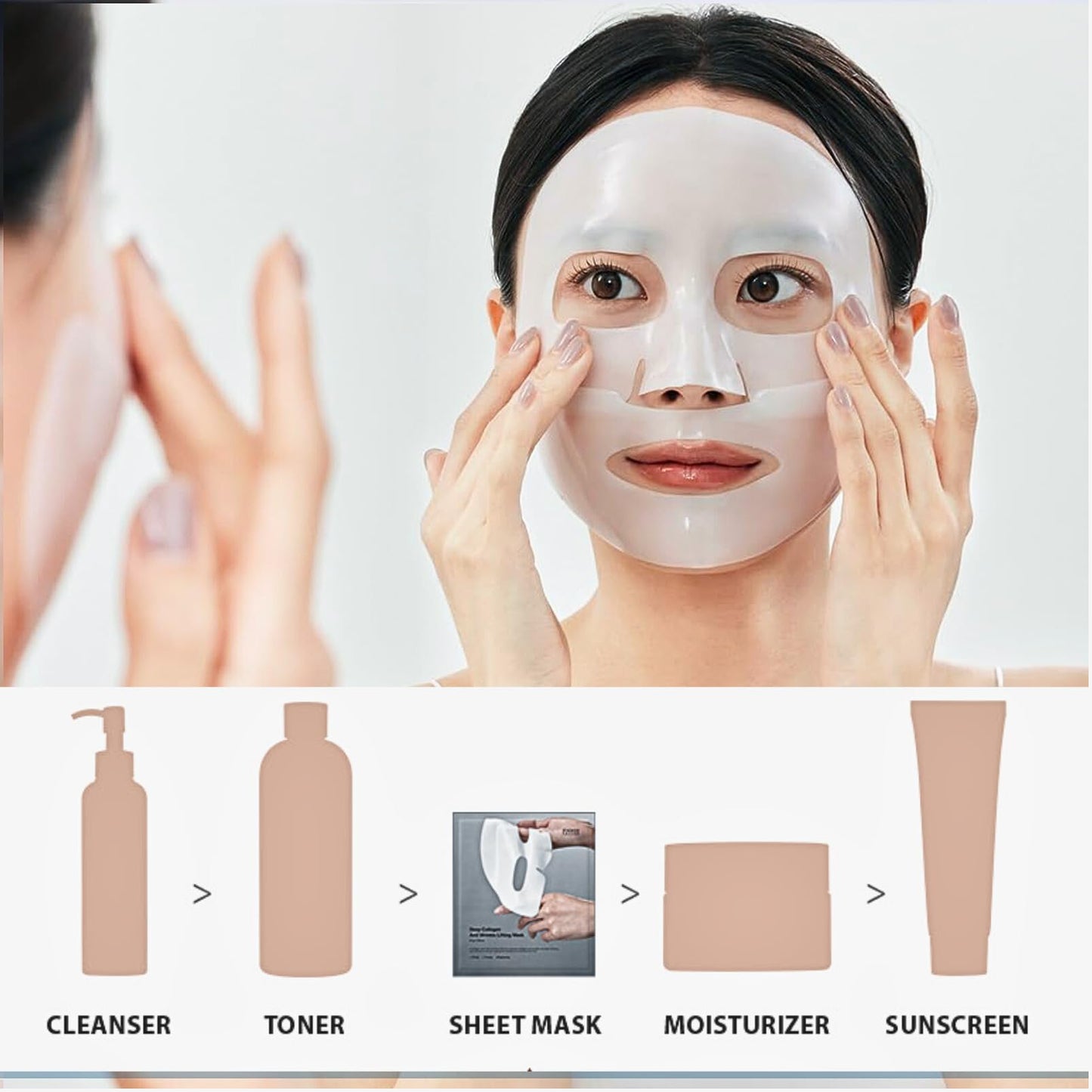 IZBEAUVO Deep Collagen Anti Wrinkle Lifting Mask,4PCS Korean Face Mask,Bio Collagen Face Mask,Collagen Overnight Mask,Collagen Face Mask, Bio-Collagen Deep Hydrating Overnight Mask