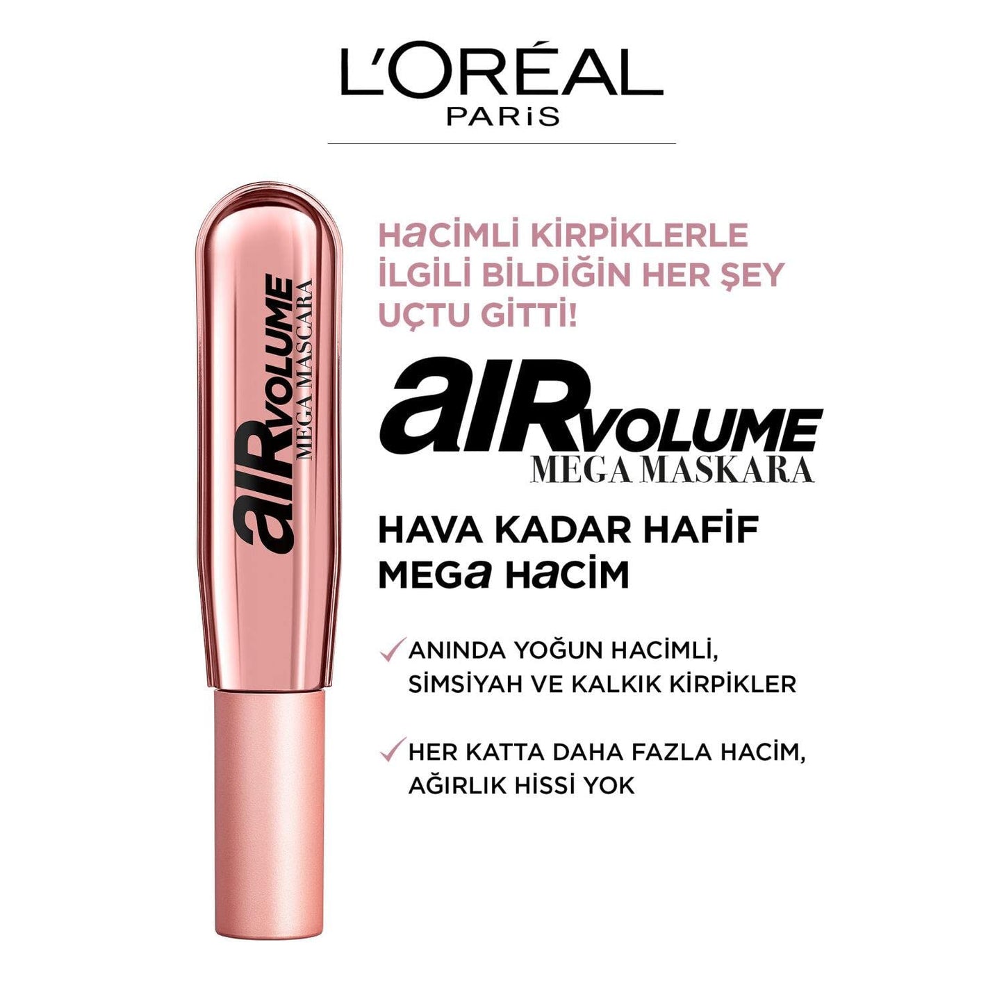 L'Oreal Paris, Air Volume Mega Mascara, Black, 0.023 kg