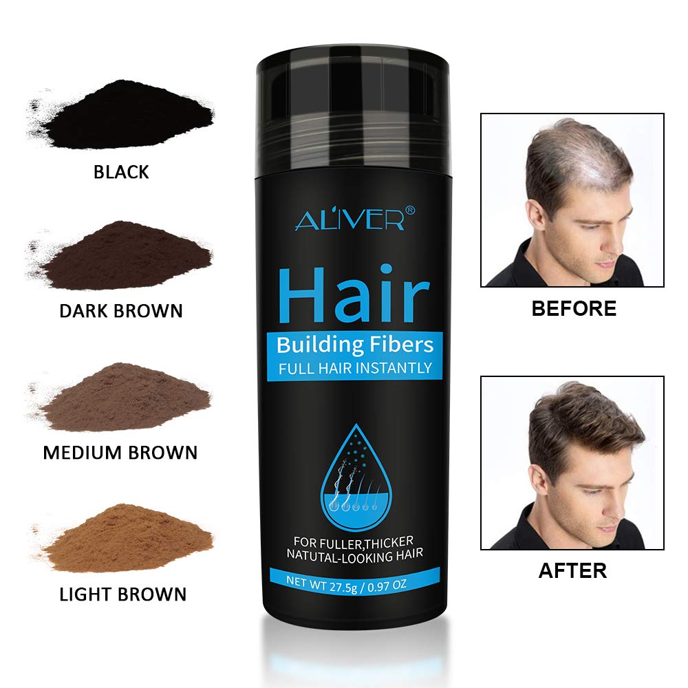 CCKULOOB Hair Building Fibres, Hair Loss Concealer,Natural,Thick & Textured,Professional Quality Fiber,Hair Loss Concealer Fibers For Men and Women, Conceals hair loss and covers up roots. (Medium Brown)