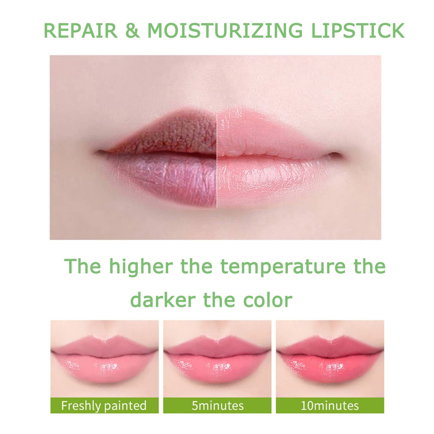 Tongyend Lip Balm Set,Aloe Vera Lipstick,3PCS Magic Temperature Colour Changing Lip Gloss,Long-Lasting Moisturising Nutritious Cream,Lip Plumper Makeup Set