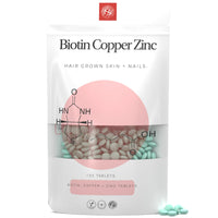 Fitness Health Biotin, Copper & Zinc Tablets - Promotes Healthy Hair, Skin & Nails - High Energy Production - Support Hormone Balance - Vegan Biotin Complex Supplements โ (120 Tablets)