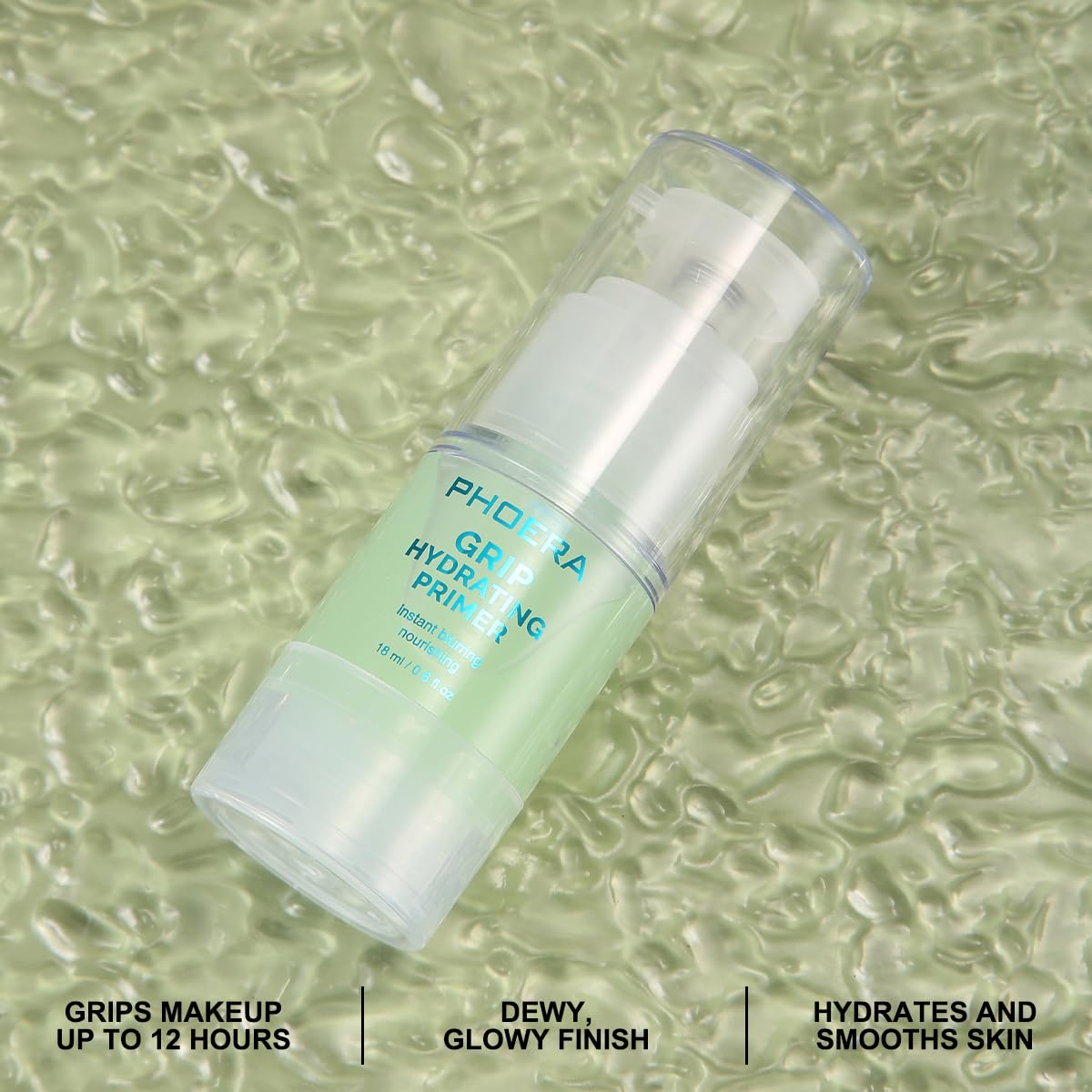 Phoera PHOERA Grip Hydrating Makeup Primer – 12H Longwear Face Primer, Hyaluronic Acid & Portulaca Oleracea Extract, Smooths & Hydrates For All Skin Types, Flawless Makeup Application, Oil-Free