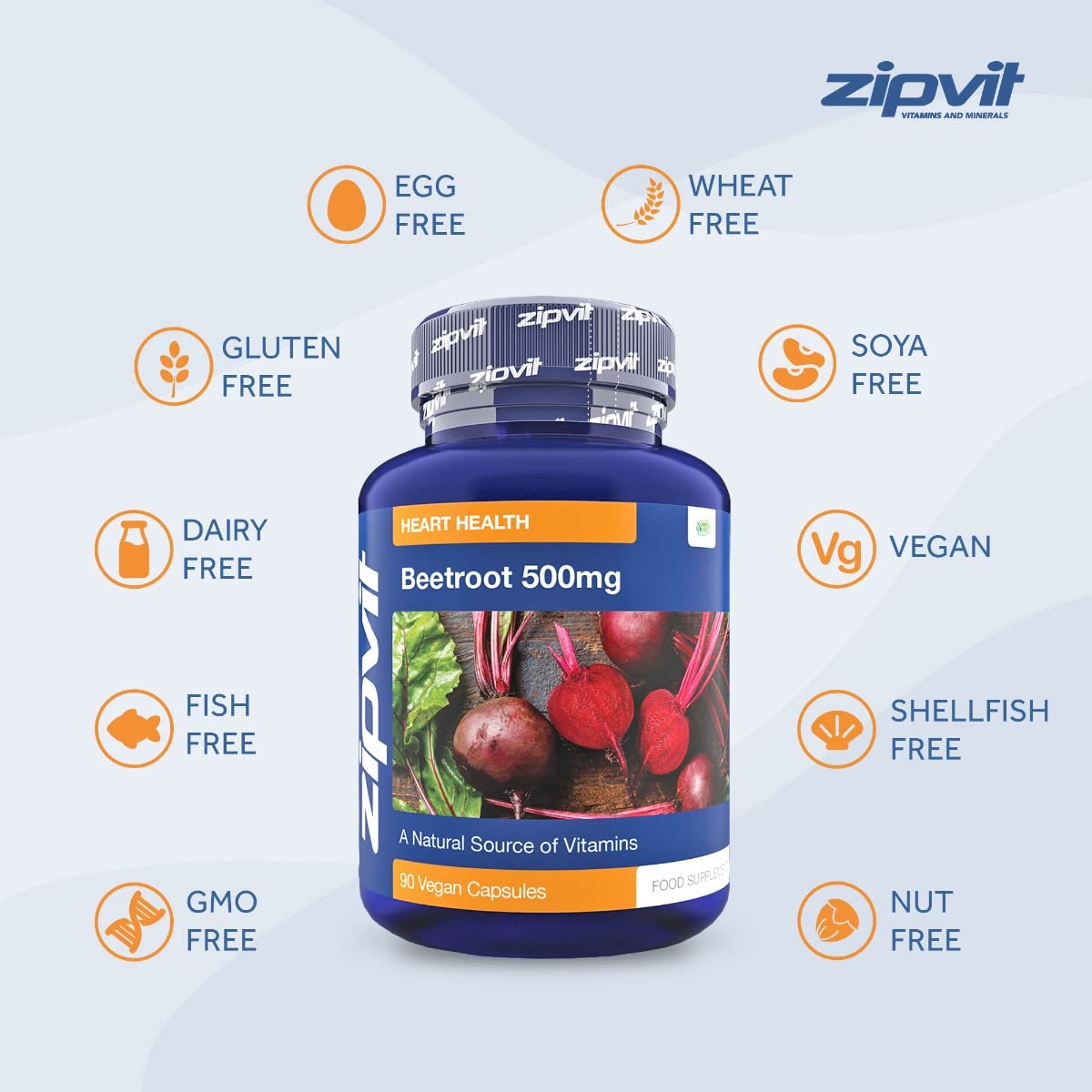 Zipvit Beetroot Extract Capsules 500mg, 90 Vegan Capsules, Naturally Rich in Vitamin A, B6, and C