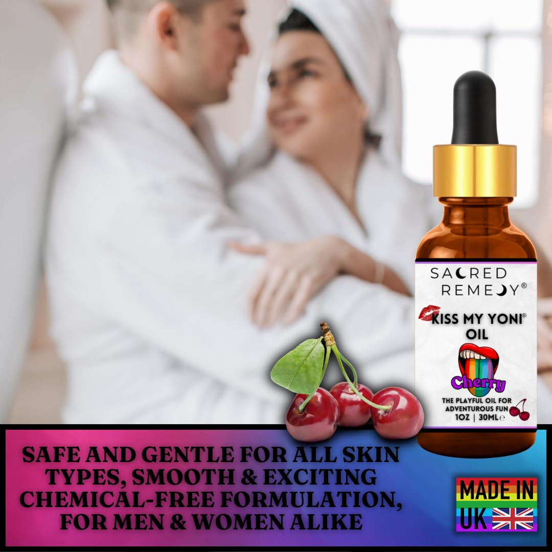 Kiss My Yoni Oil CHERRY Premium Body Lotion Rub. Non-Sticky, 30ml, Massage Oil. Vegan, Natural, Organic, Non-Toxic.
