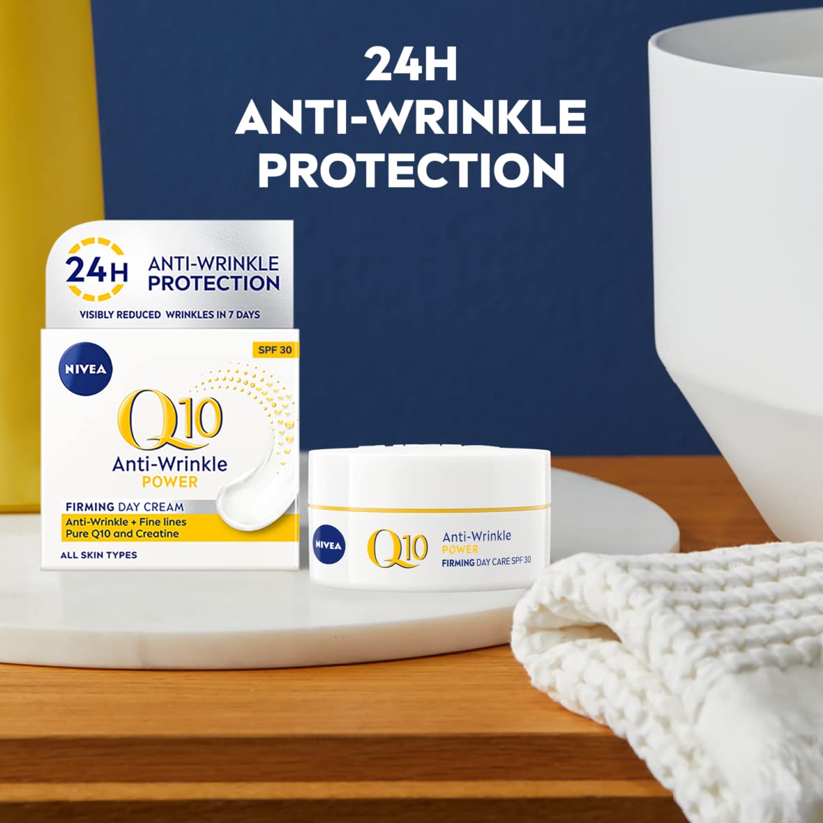 NIVEA Q10 Anti-Wrinkle Power Protecting Day Cream SPF 30 (50ml), Anti-Wrinkle Face Cream with Skin Identical Q10 and Creatine, Face Cream for 3x Wrinkles and Age Spots