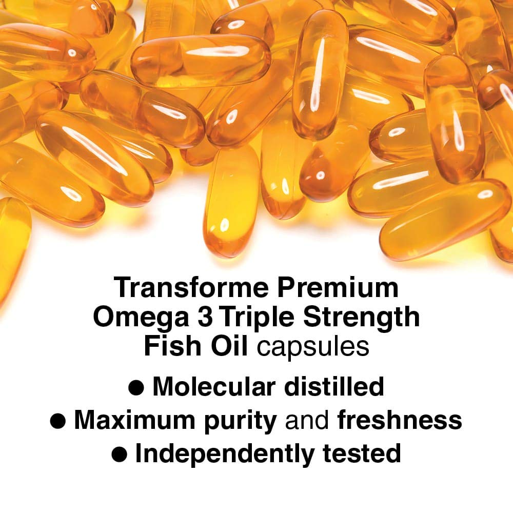 Transforme Omega 3 Fish Oil 2000mg, 2 1000mg Capsules Serving 660mg EPA & 440mg DHA, 3 Months Supply, 180 Omega 3 Capsules High Strength Fish Oil, Supporting Heart, Brain and Eye Health