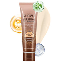 Tanning Moisturiser - Moisturizing Sunless Self Tanning Lotion - Fair to Medium Skin Tones - Natural Glow +Firming Daily Moisturizer for Body - Tanning Accelerator Moisturizer For Face & Body Brown