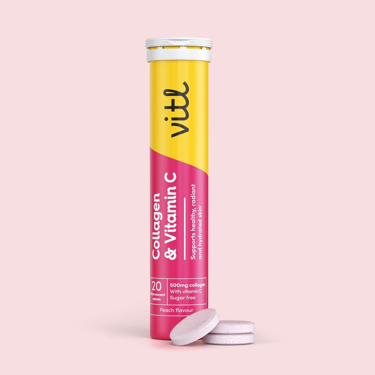 VITL Vitl Collagen & Vitamin C Effervescent - 20 Tablets - Unleash Your Radiant Beauty from Within - 1 Month Supply