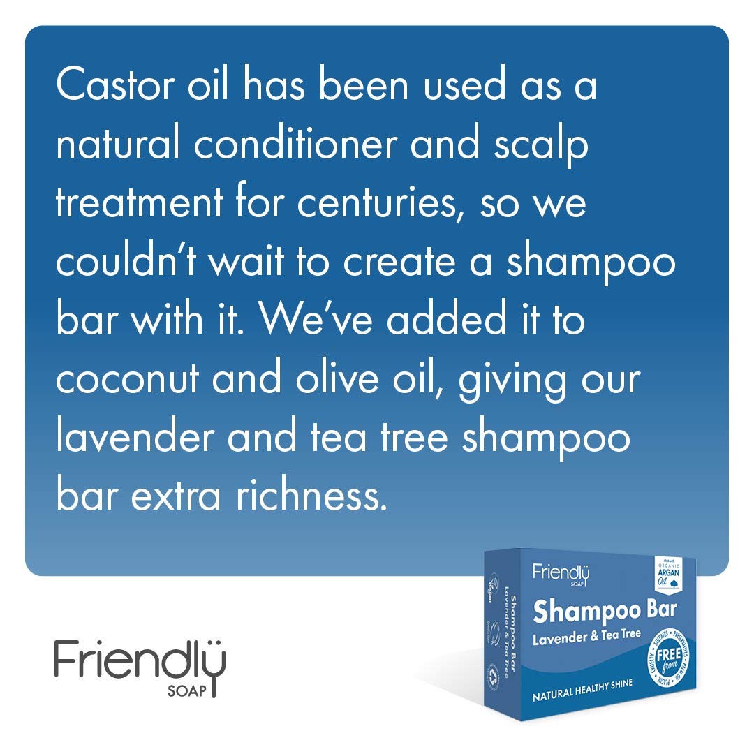 Friendly Soap Handmade Natural Lavender & Tea Tree Shampoo Bar - Antibacterial, Rich, Nourishing 95g