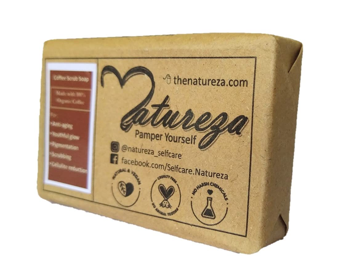 Natureza Organic Coffee scrub soap for deep cleansing anti ageing smooth spotless skin