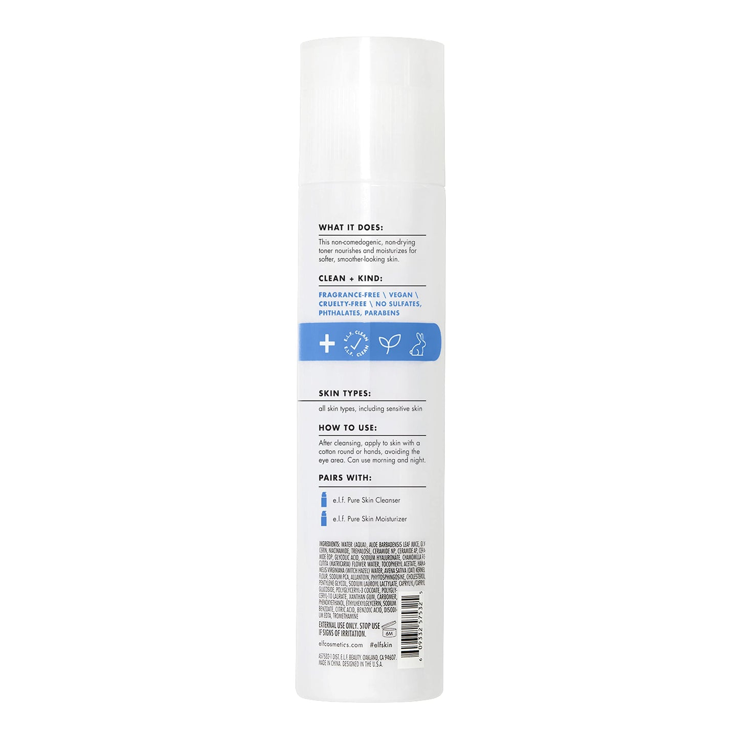 e.l.f. Pure Skin Toner, Gentle, Soothing & Exfoliating Daily Toner For A Smoother-Looking Complexion, Made With Oat Milk, Aloe Juice & Niacinamide, 6 oz