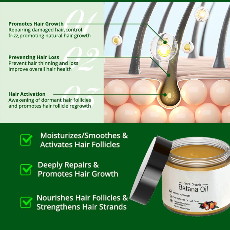 Skynest Raw Batana Oil for Hair Growth: 100% Pure - Dr. Sebi Batana Oil from Honduras Unrefined Promotes Hair thickness for Men & Women 4.23 OZ