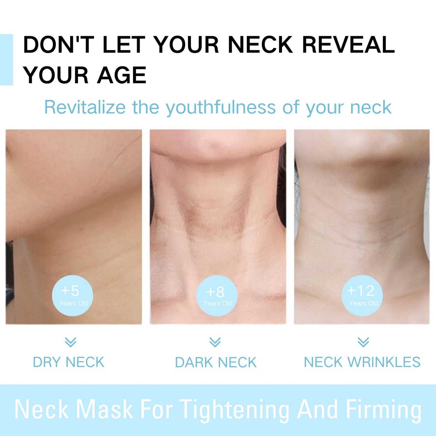 Firming Rejuvenating Neck Mask, Neck Mask For Tightening And Firming, Neck Tightening Mask With Hyaluronic Acid, Sheet Neck Masks For Wrinkles, Moisturizing Mask For Neck Line Romoval, 6PCS