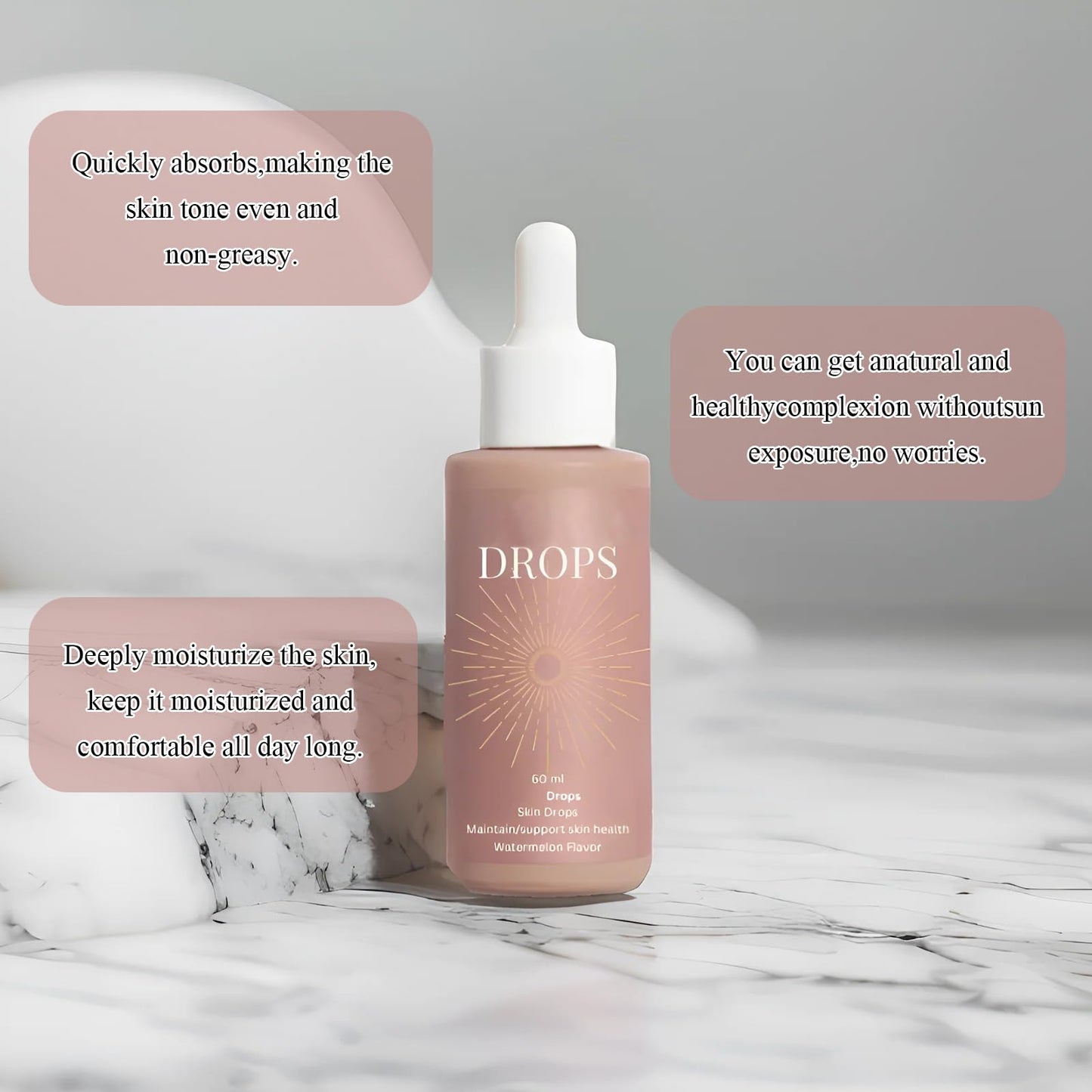 Kighdel Zerias Tanning Drops U Drink,Tanning Drops,Streak-Free Tan Without UV Damage,Enhances Skin Tone with Nourishing Ingredients