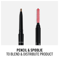 Rimmel London Brow Pro Micro Ultra-Fine Precision Pencil & Brush, Natural-looking Defined Brows, Soft Brown, 0.03 g