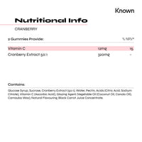 Vegan Cranberry Gummies by Known Nutrition | Natural Cranberry Support | Delicious Natural Cranberry Flavour | 60 Two-a-Day Vegan Vitamin Gummies (One Month’s Supply)
