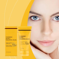 Ruojiar 75g Kojics Acids Turmeric Collagens Night Wrapping Mask,Peel Off Turmeric Gel Mask,Hydrating Brightening Facial Ma/sk,Firming and Nourishing with VC,Even Skin Tone& Tightening,Gentle Cleansing