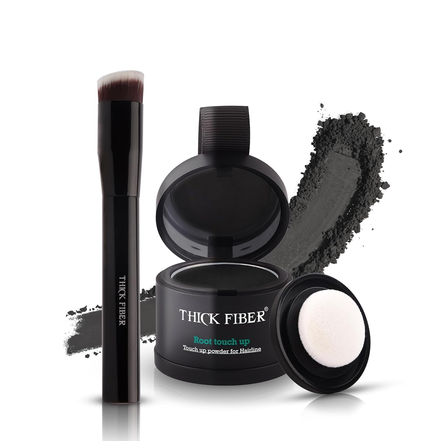 Generic Root Touch Up Powder, Root Cover for Thin & Bald Head - Water & Sweat Resistant Hair Powder for Thinning Hair Women, Includes Brush (Black) 4 Grams