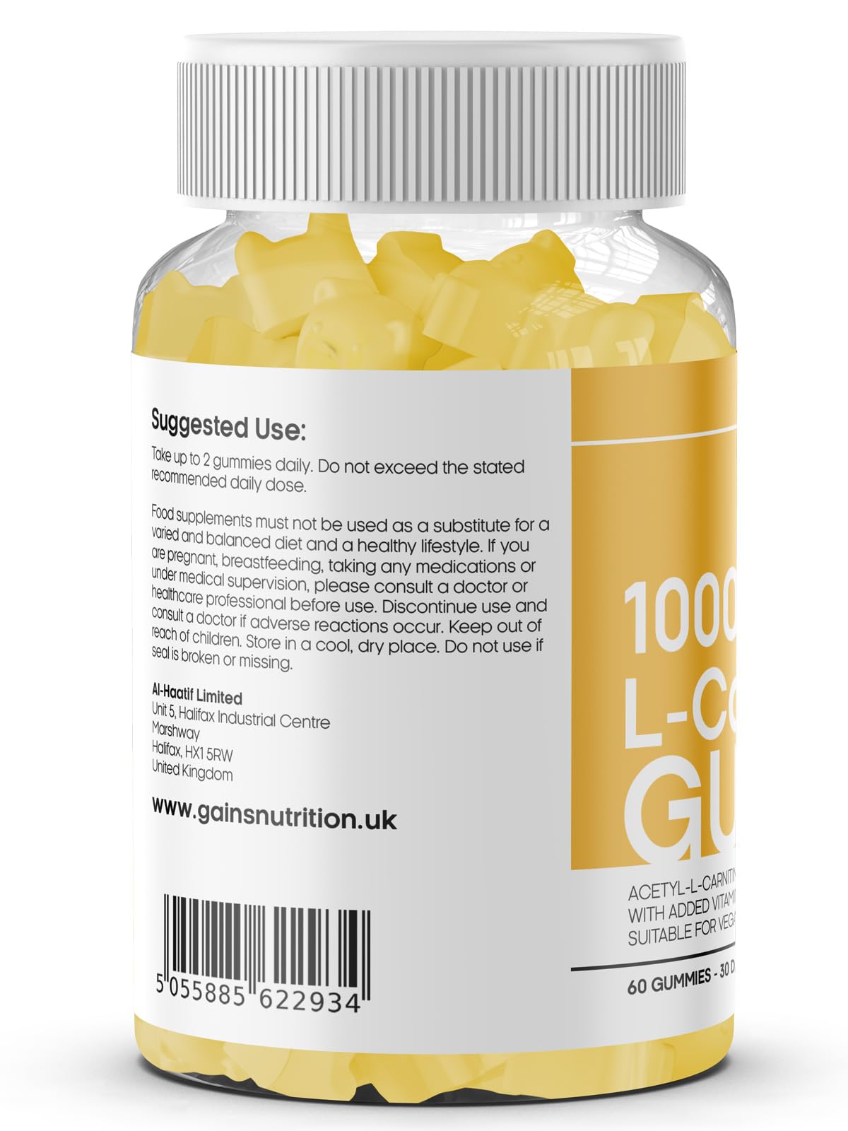Acetyl L-Carnitine Gummies for Men & Women - 1000mg Acetyl L Carnitine Per Serving with Ashwagandha, Vitamins B6, B12 - Natural Mango Flavoured, Suitable for Vegans