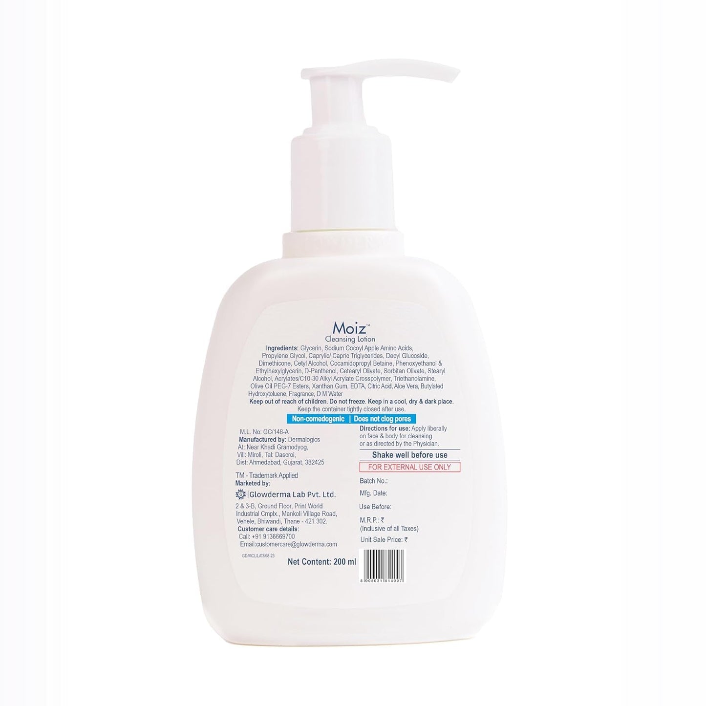 Cleansing Lotion | Face & Body Cleanser | For Sensitive Skin | With Aloe Vera & Pro-Vitamin B5 | pH 5.6 | Soap, Paraben & Sulphate Free - 200ml