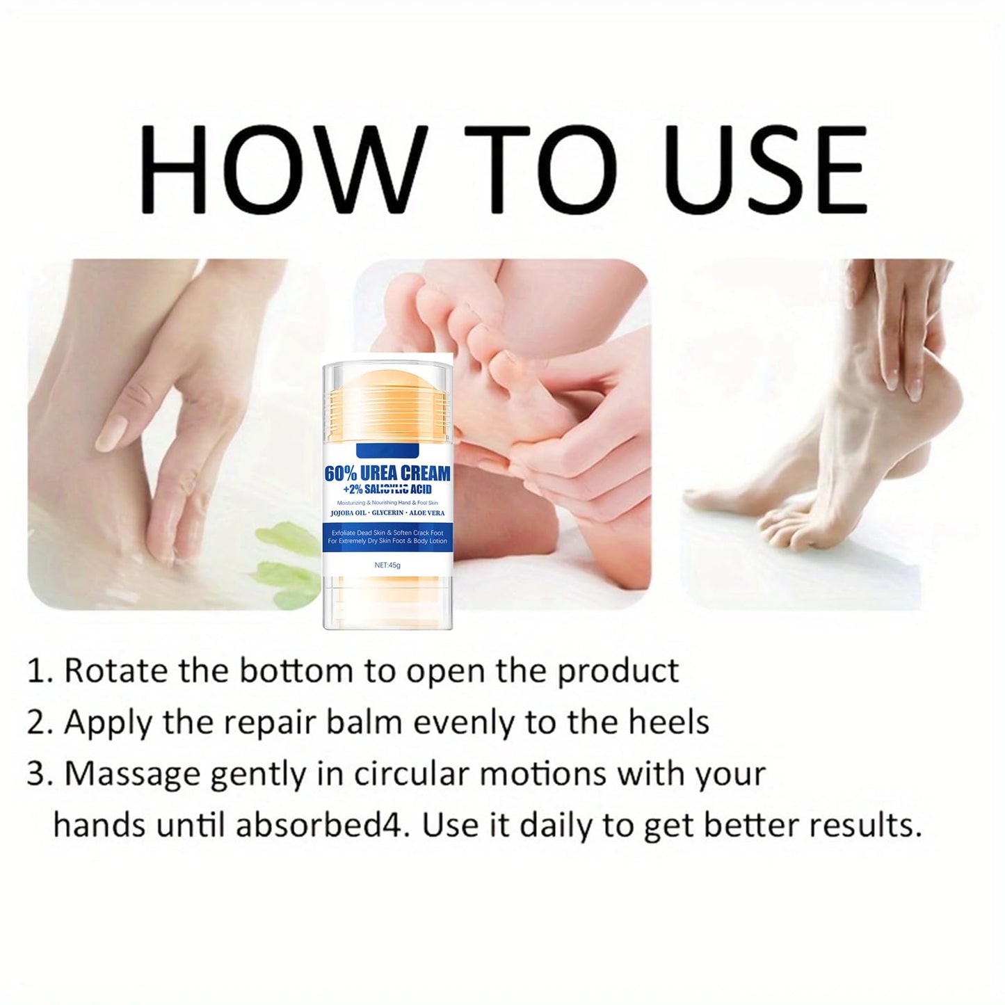 Urea Cream 60% for Feet & Dry Cracked Skin - Urea Foot Cream - Cracked Heel Repair Cream - Intense Moisturiser to Remove Hard Skin - Skin Care Hands & Feet