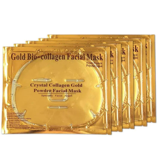 OVALA 5 x Gold Face Mask 24k Gold Crystal Gel Collagen Facial Masks, Treatment Deep Moisturizing Facial Masks For Anti Aging Puffiness Skincare Anti Wrinkle Tighten Skin