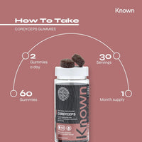 Cordyceps 400mg Mushroom Gummies by Known Nutrition | Natural Support for Energy and Endurance | Delicious Natural Apple Flavour | 60 Two-a-Day Vegan Gummies (One Month’s Supply)