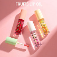 4 Pcs Hydrating Fruit Flavoured Lip Oil Set, Dulele Crystal Jelly Moisturizing No-Sticky Lightweight Lip Plumper Gloss, Transparent Lip Gloss for Dry and Chapped Lips