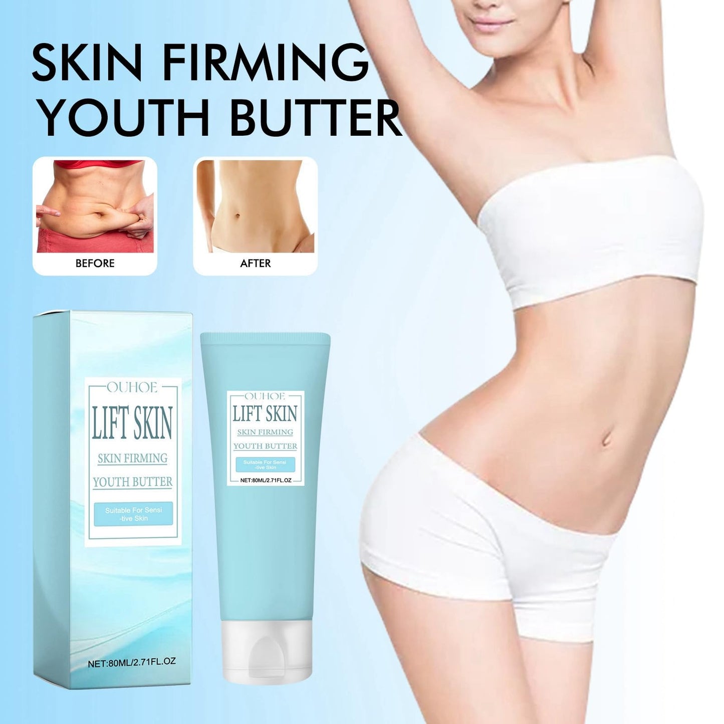 Oumun Luxelift Skin Firming Youth Butter,Luxelift Skin Firming Cream,Collagen Body Lotion,Firming Cream for Loose Skin,Body Creams for Women,Firming Body Lotion,Skin Tightening Cream Body,Skincare Cream
