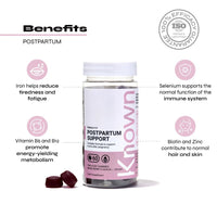 Postpartum Support Gummies by Known Nutrition | Natural Support After Pregnancy | Delicious Natural Mixed Berry Flavour | 60 Two-a-Day Vegan Vitamin Gummies (Two Month’s Supply)