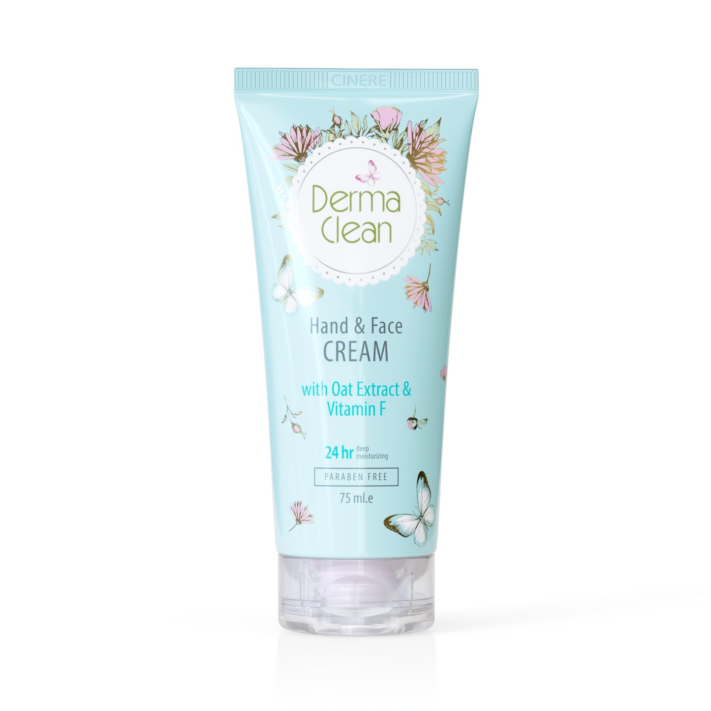 Derma Clean Hand & Face Cream with Oat Extract & Vitamin F – Moisturizing, Anti-Inflammatory, Brightening & Fast-Absorbing Formula, 75ml