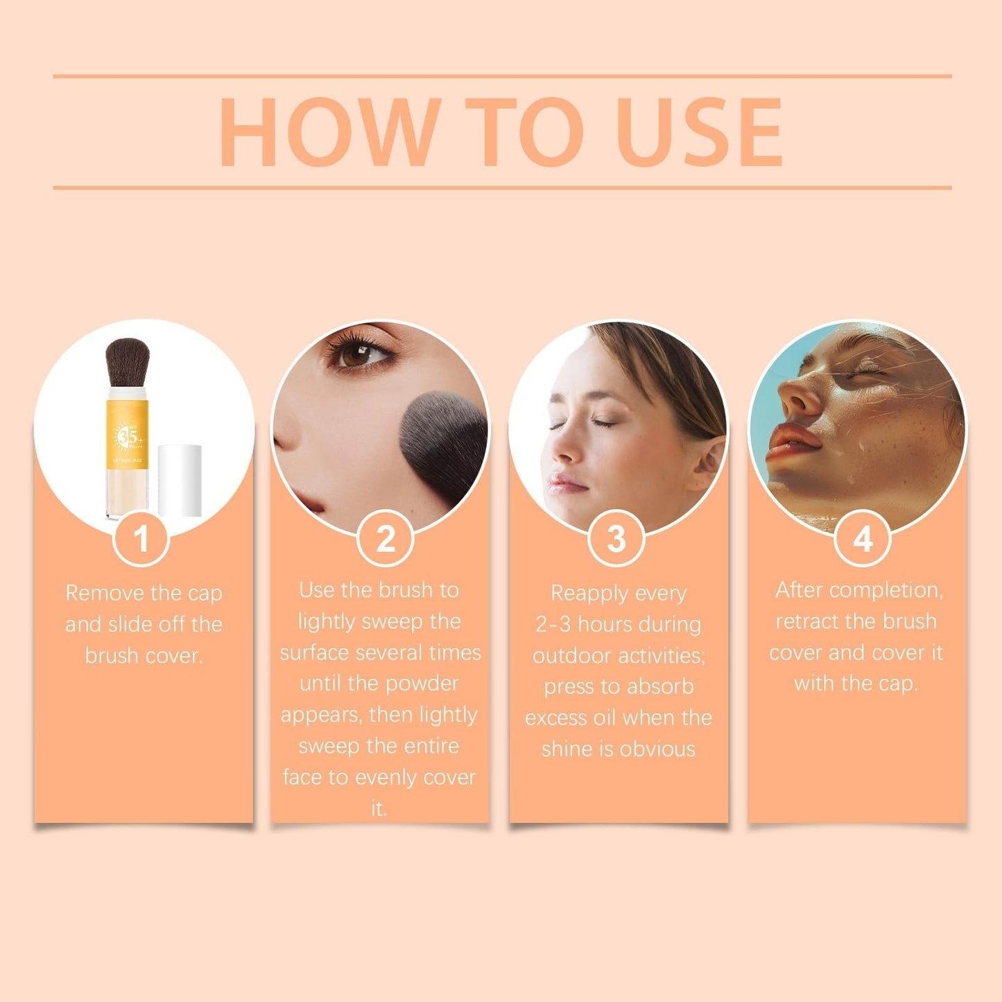 Xunzhi 2 in 1 Powder Sunscreen for Face,Mineral Powder Sunscreen Brush,P/owder S/unscreen for Scalp,Matte Face P/owder with Spf35,Mineral F/ace Po/wder,Portable Translucent S/unscreen Po/wder