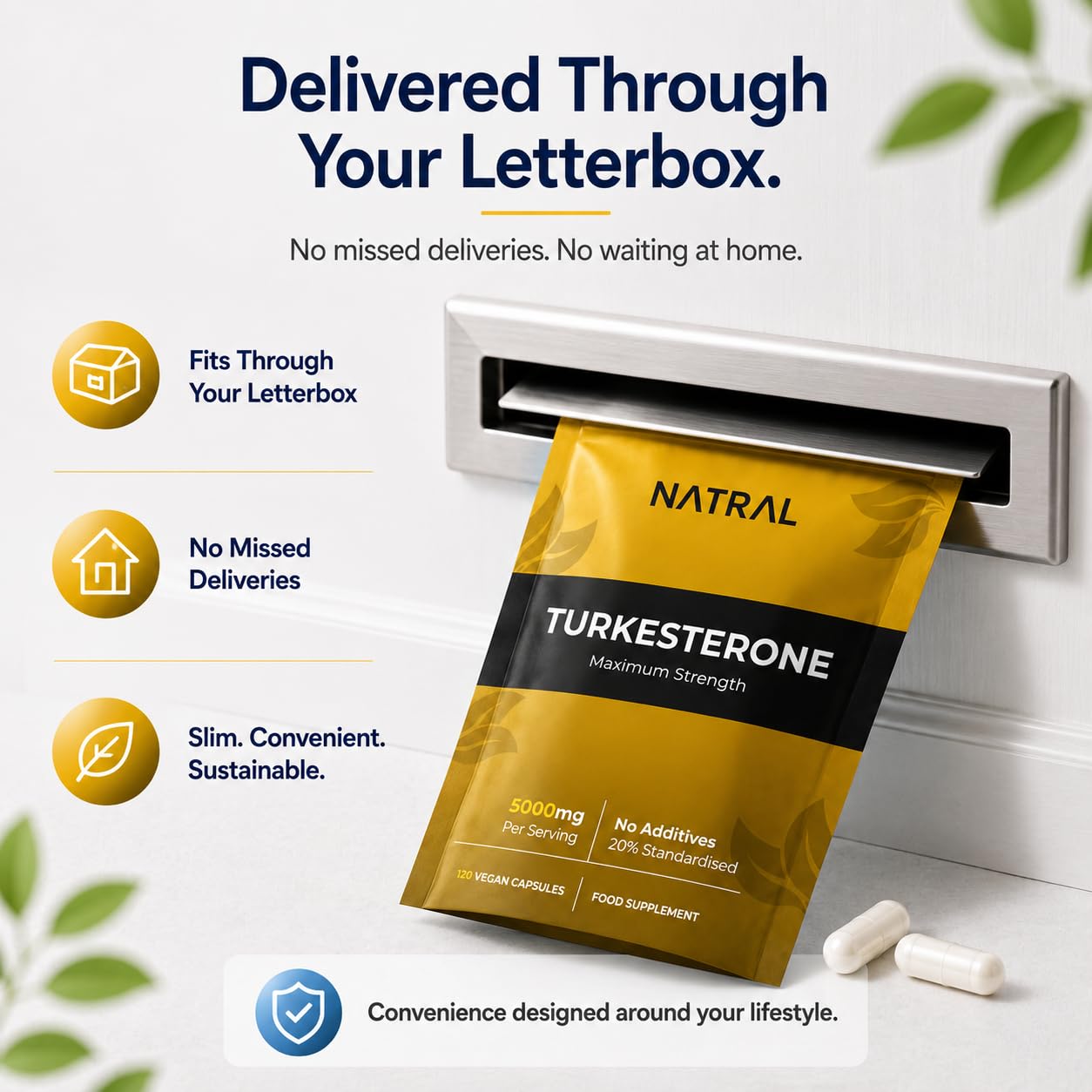 Natral Turkesterone Supplement 5000mg - 120 Caps High Strength - Standardized to 20% Ajuga Turkestanica Extract - for Muscle and Strength - Pure Extract No Additives Or Filler