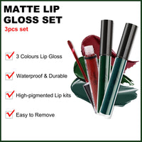 Erinde Matte Velvet Lipstick Set, Non-Stick Cup Lipstick, Green Liquid Lipstick Long Lasting, Dark Red Lip Gloss, Lip Makeup Kit, Waterproof, Smudge Proof