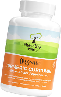 Organic Turmeric Capsules by TheHealthyTree Company - High Strength with BioPerine Black Pepper Extract - Vegan Turmeric Curcumin Root Tablets - 120 x 750mg per Capsule