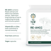 The NDF Company RE-AHCC - 5 in 1 Supplement with Reishi Extract , AHCC, Zinc, Vitamin D and K, 60 Count (Pack of 1)